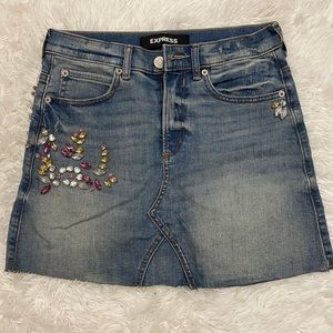 An old-fashioned jeans skirt.
